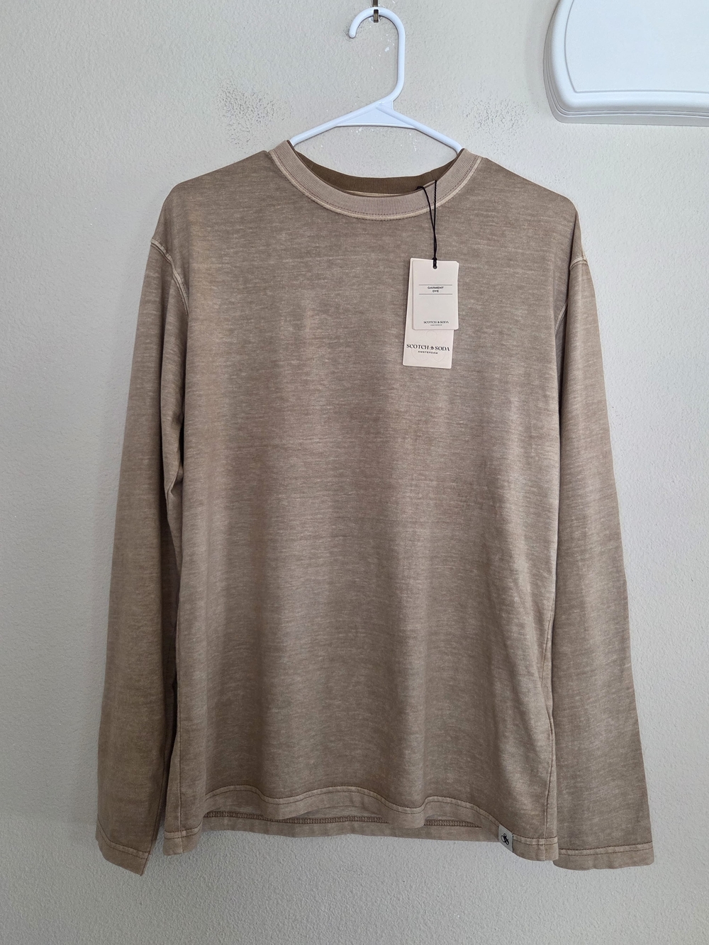 Scotch & Soda Mens Tan Crewneck Long Sleeve Size Small NWT $88